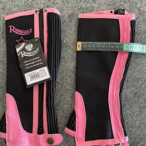 Rhinegold Childrens Synthetic Half Chaps Medium - pink & blue